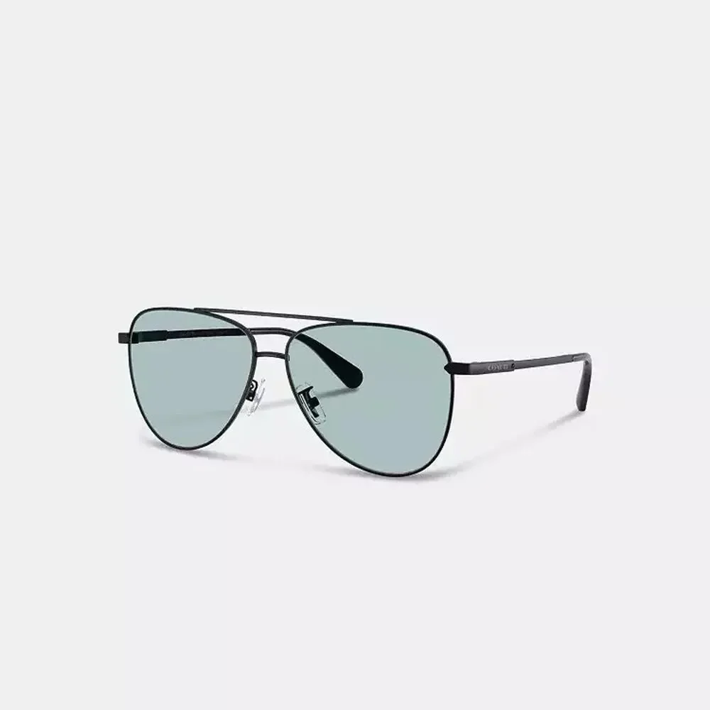 NWT Coach C Hardware Metal Pilot Sunglasses CAE96 Black/Blue
